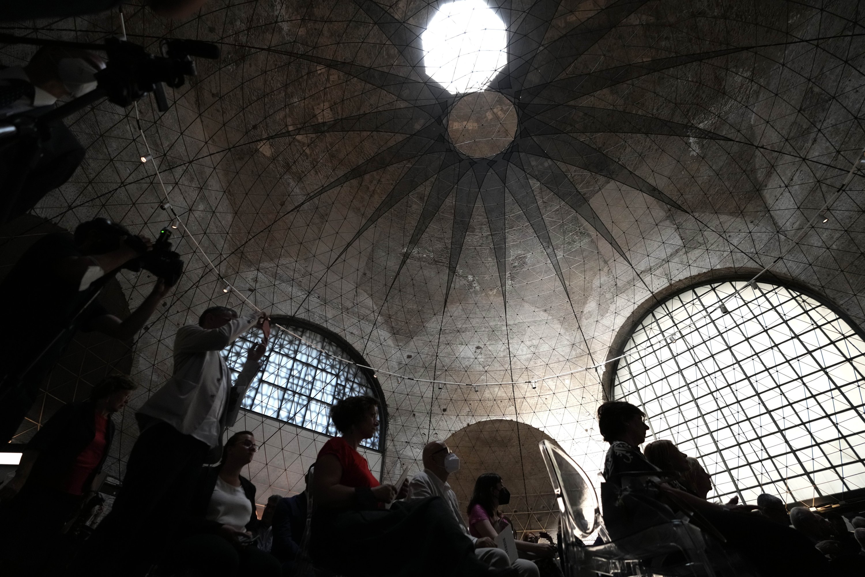 A view of the Octagonal Hall of the ancient Baths of Diocletian during the unveiling of the new 