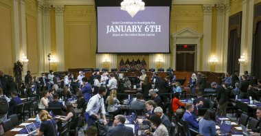 People arrive before a hearing of the House select committee investigating the Jan. 6, 2021, attack on the Capitol at the Capitol in Washington, U.S., June 16, 2022. (Drew Angerer/Pool Photo via AP)