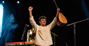 Mark Eliyahu performs on stage during Harbiye Open Air Concert in Istanbul, June 13, 2022. (AFP)