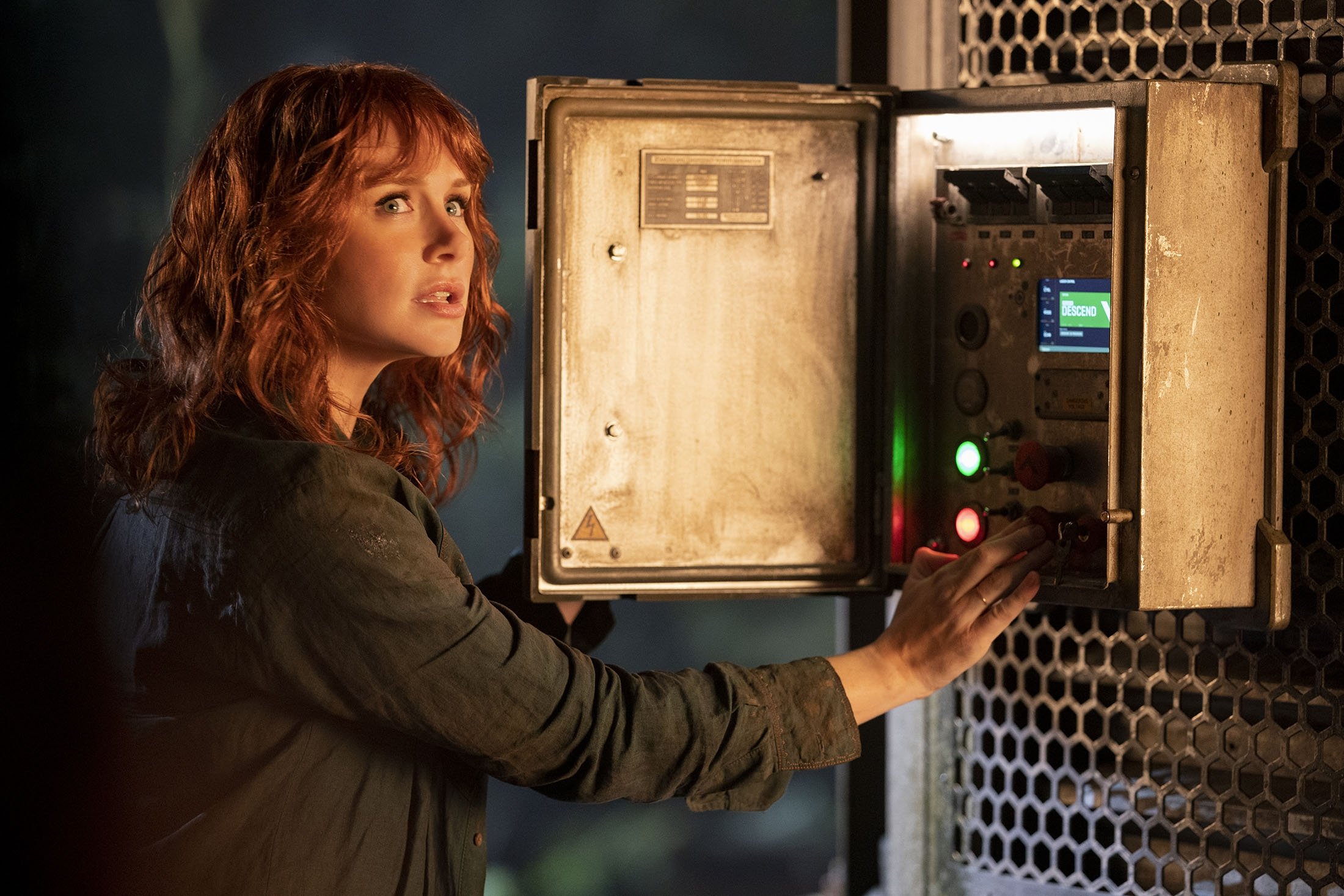 Bryce Dallas Howard in a scene from the film "Jurassic World: Dominion." (Universal Pictures via AP)