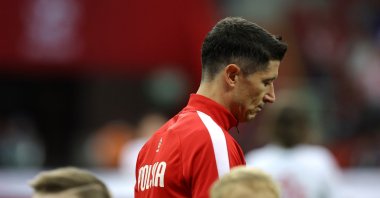 Poland's Robert Lewandowski before a match, Warsaw, Poland, June 14, 2022. (Reuters Photo)