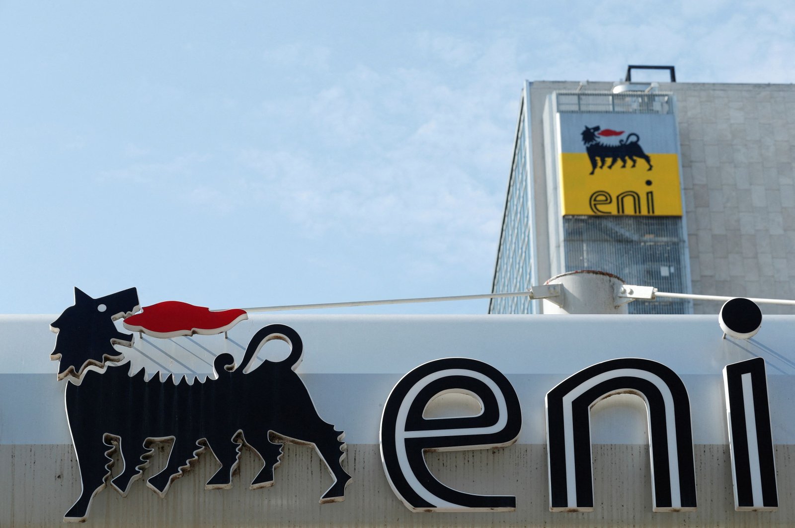 The logo of Italian energy company Eni is seen at a gas station in Rome, Italy, Sept. 30, 2018. (Reuters Photo)