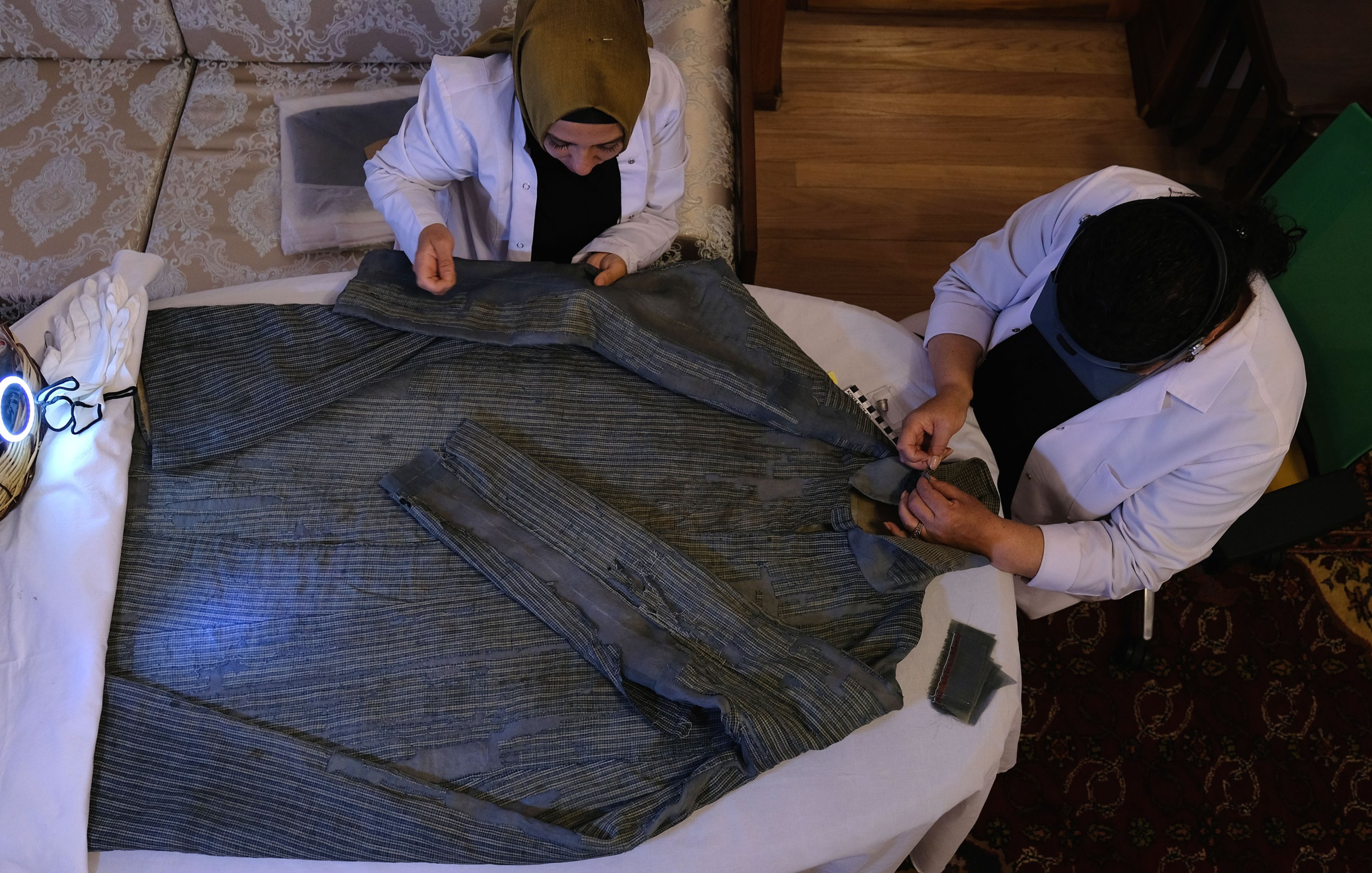 The clothes of Mevlana Jalaluddin Rumi kept in special boxes for years have come to light for restoration work, Konya, Turkey, June 18, 2022. (DHA Photo)