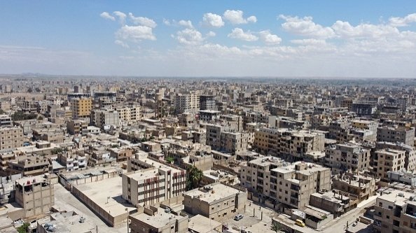 An aerial view shows the city of Raqa, northern Syria, May 9, 2022. (AFP via Getty Images)