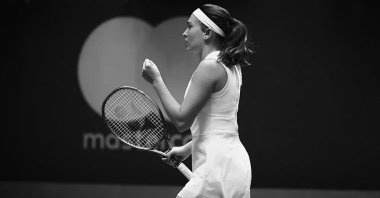 Natela Dzalamidze in action at the 2021 Kremlin Cup, Moscow, Russia, Oct. 16, 2021. (Natela Dzalamidze on Instagram)