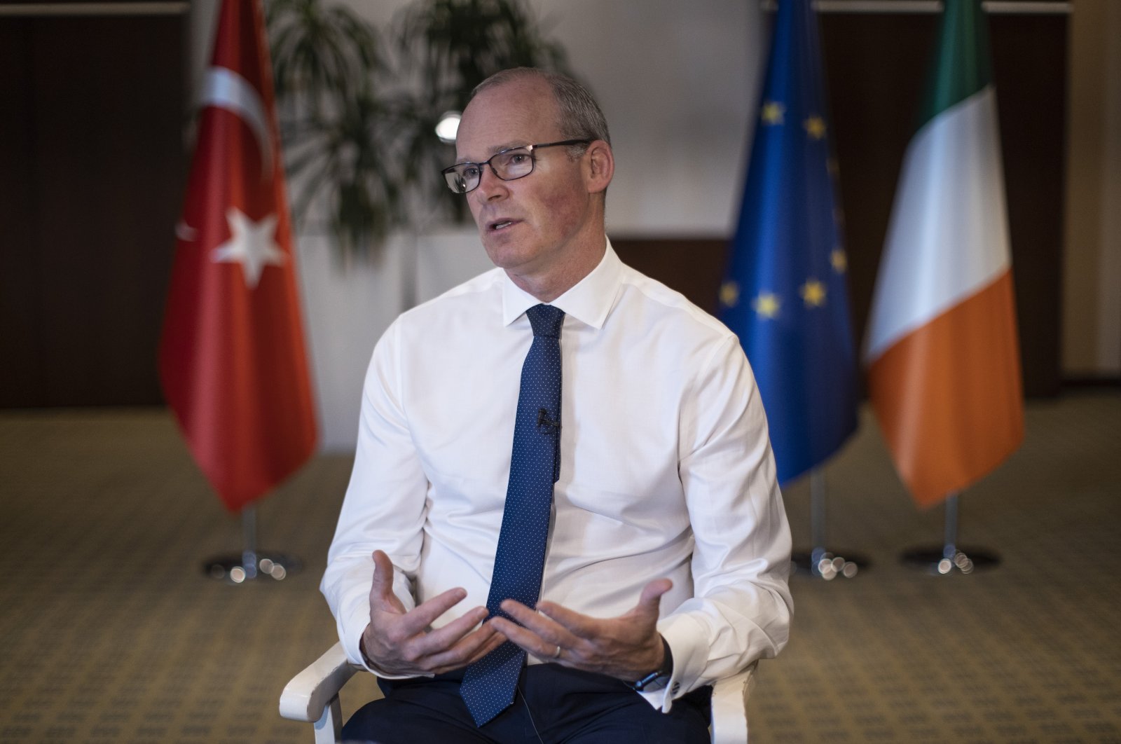 Ireland&#039;s Foreign Minister Simon Coveney during an interview with Anadolu Agency in Ankara, Turkey, June 16, 2022 (AA Photo) 