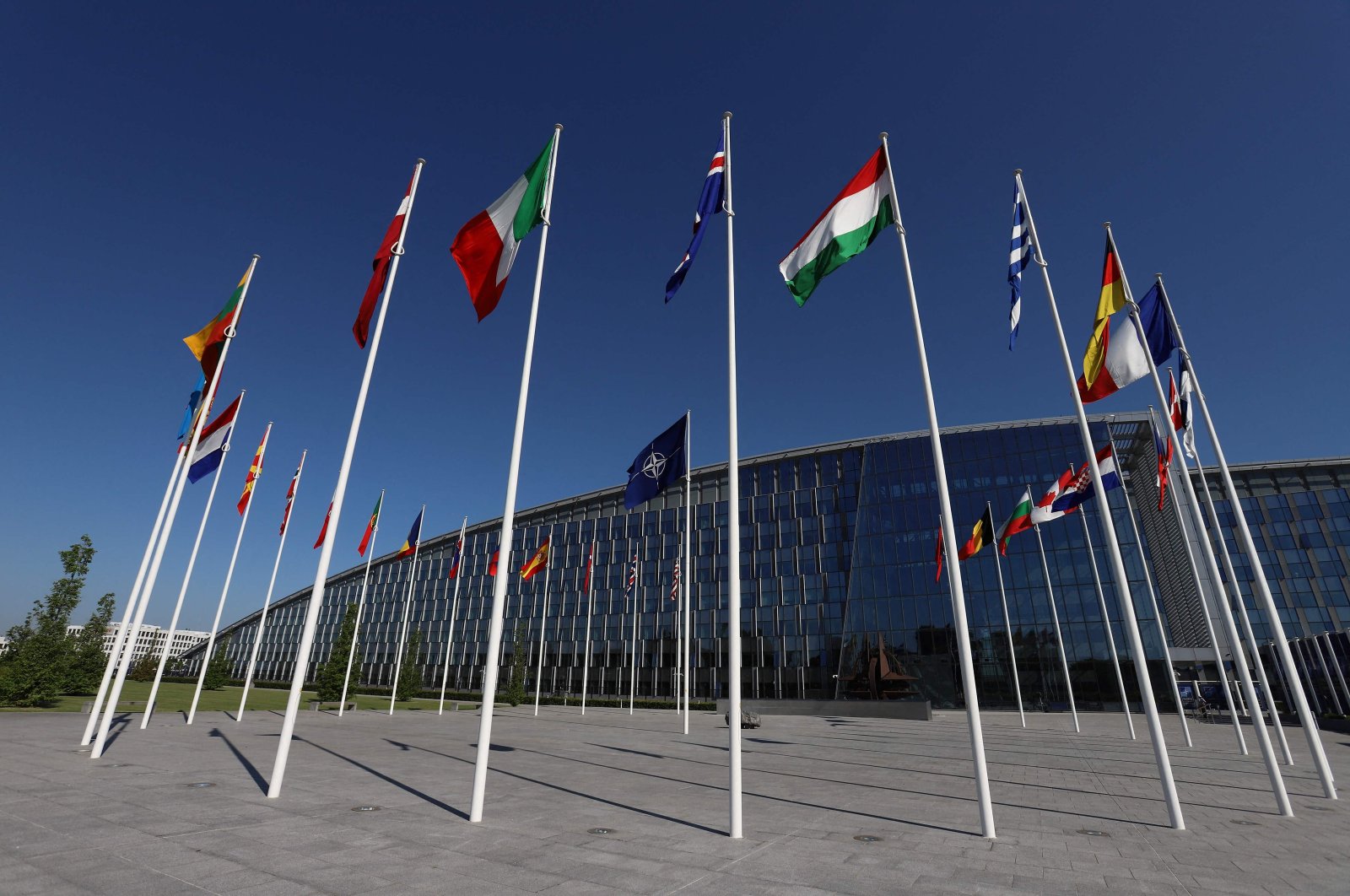 Member countries&#039; flags at NATO headquarters in Brussels, Belgium, June 15, 2022. (AFP Photo)