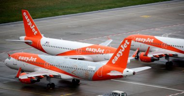 EasyJet airplanes are parked on the tarmac during the official opening of the new Berlin-Brandenburg Airport (BER) "Willy Brandt," in Schoenefeld near Berlin, Germany, Oct. 31, 2020. (Reuters Photo)