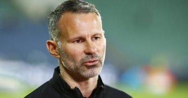 Wales coach Ryan Giggs talks to the media prior a UEFA Nations League match against Bulgaria, Sofia, Bulgaria, Oct. 14, 2020. (AP Photo)