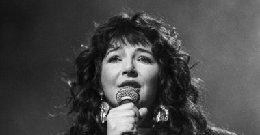Musician Kate Bush performing on stage at the Secret Policeman's Ball, in aid of Amnesty International, at London Palladium, March 1987 (Getty Images)