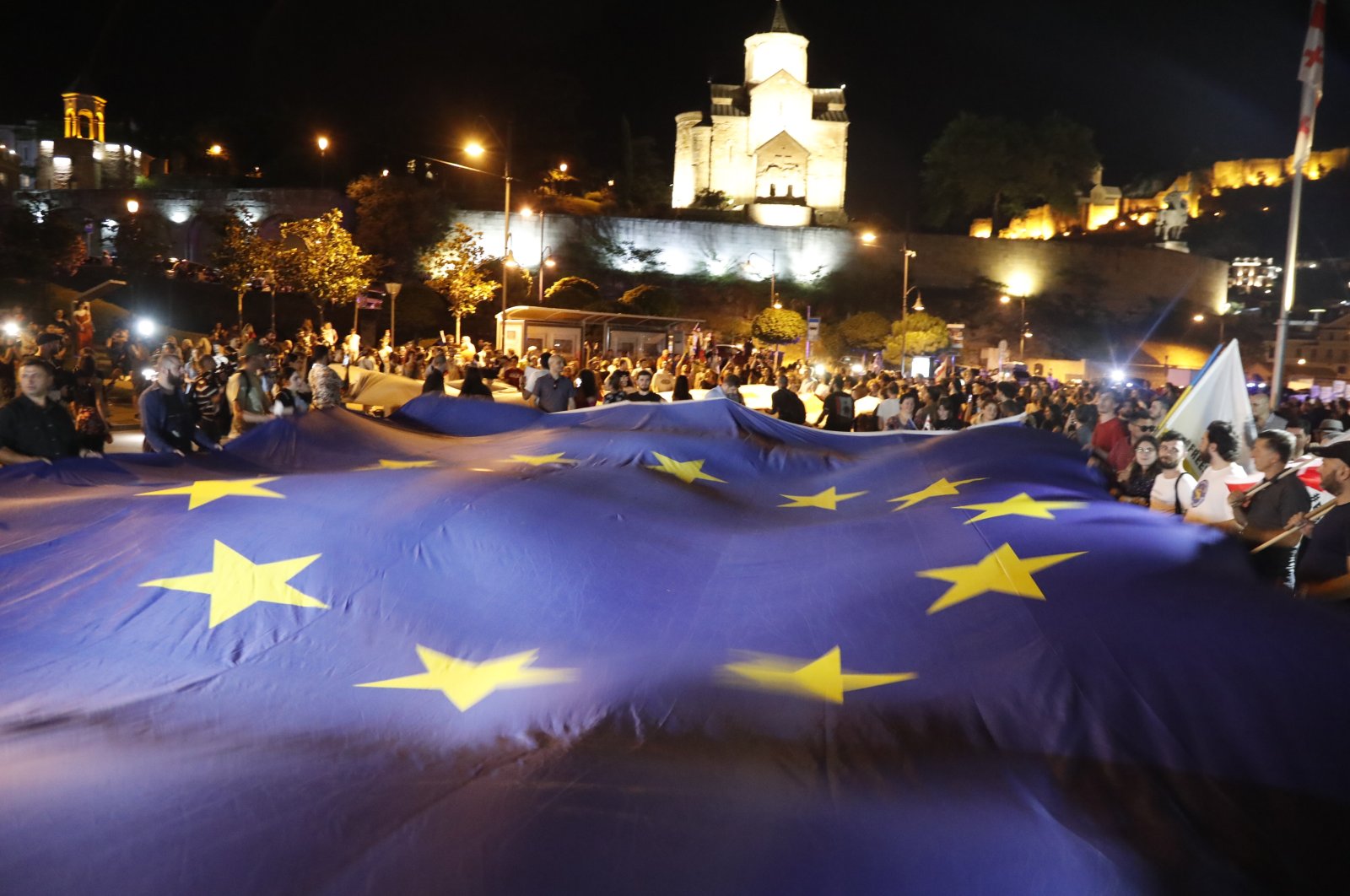 People attend &quot;March for Europe&quot; in support of the country&#039;s membership in the European Union, in Tbilisi, Georgia, June 20, 2022. (EPA Photo)
