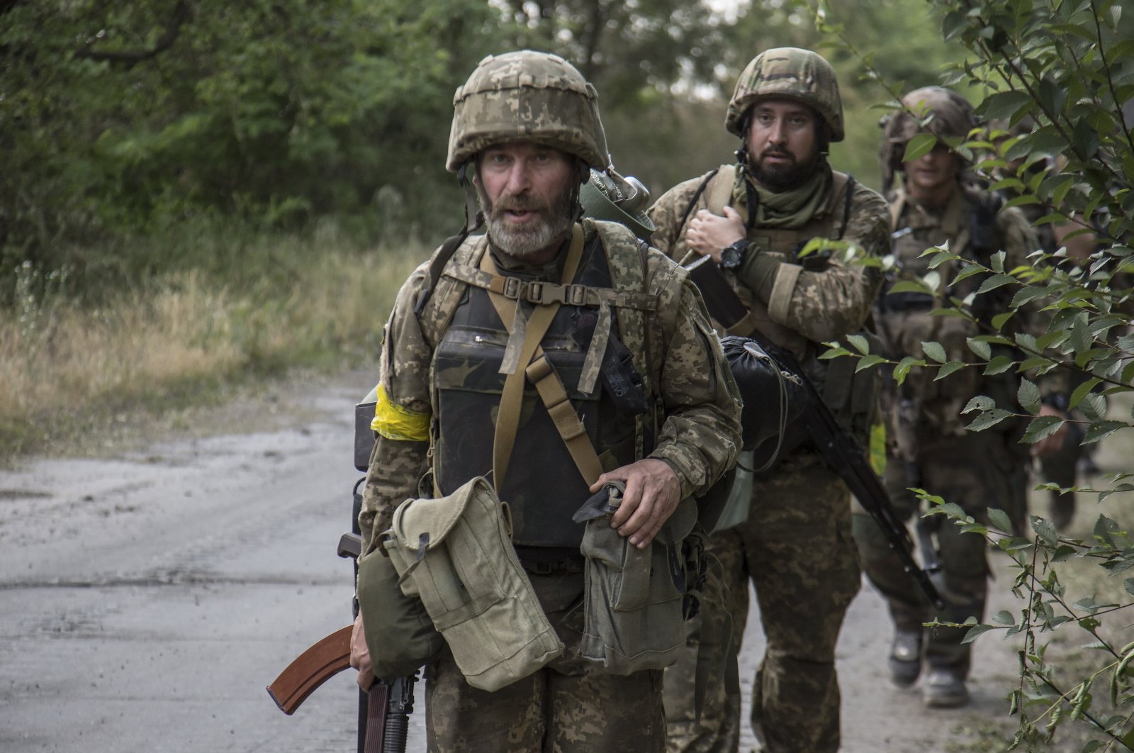 Ukrainian forces head to a position in the city of Severodonetsk, Luhansk, Donbass, Ukraine, June 19, 2022. (EPA Photo)
