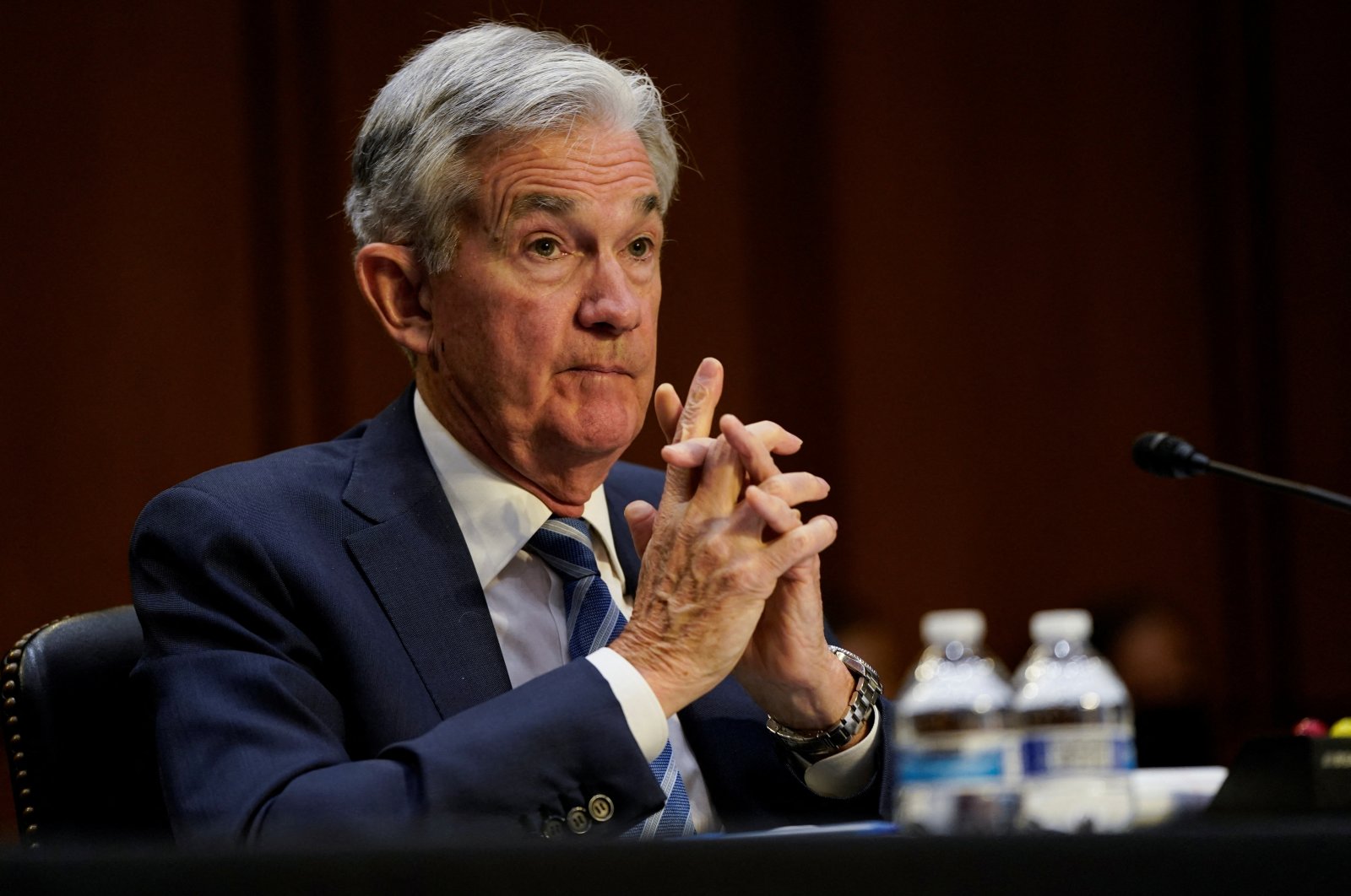 Federal Reserve Chair Jerome Powell reacts as he testifies before a Senate Banking, Housing, and Urban Affairs Committee hearing on the &quot;Semiannual Monetary Policy Report to the Congress&quot;, on Capitol Hill in Washington, D.C., U.S., June 22, 2022. (Reuters Photo)