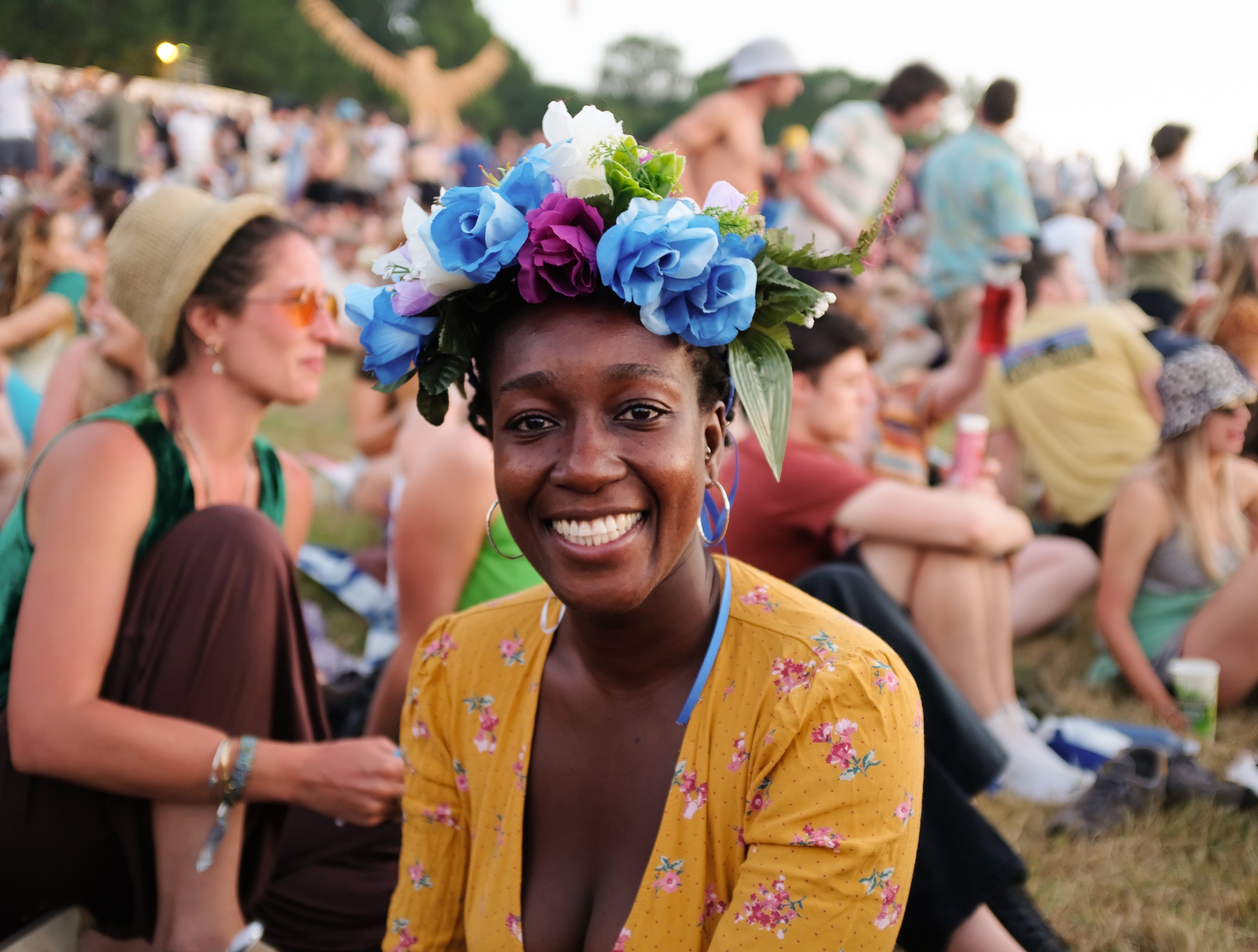 Mars Osei-Asante, 30, poses for a photo on the first day of the Glastonbury Festival, Pilton, Britain, June 22, 2022. (EPA)