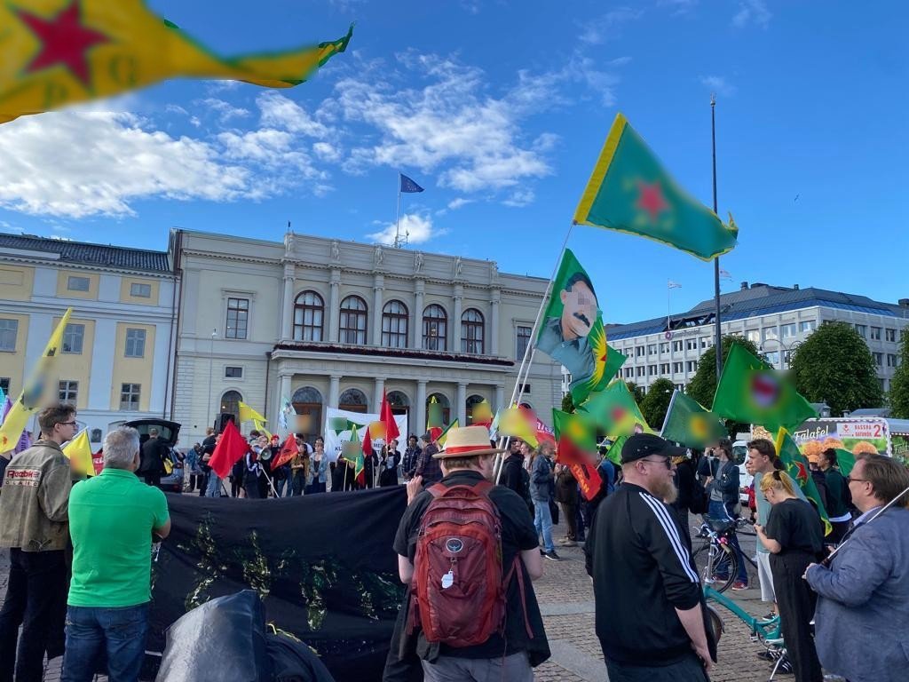 PKK supporters are seen rallying in the streets in Göteborg, Sweden, June 20, 2022 (IHA Photo) 