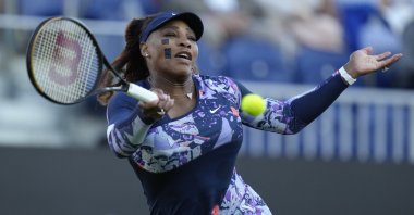 U.S. Serena Williams in action at the Eastbourne International, Eastbourne, England, June 22, 2022. (AP Photo)