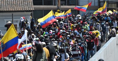 Indigenous people march amid protests against the government, in Quito, Ecuador, June 23, 2022. (AFP Photo)