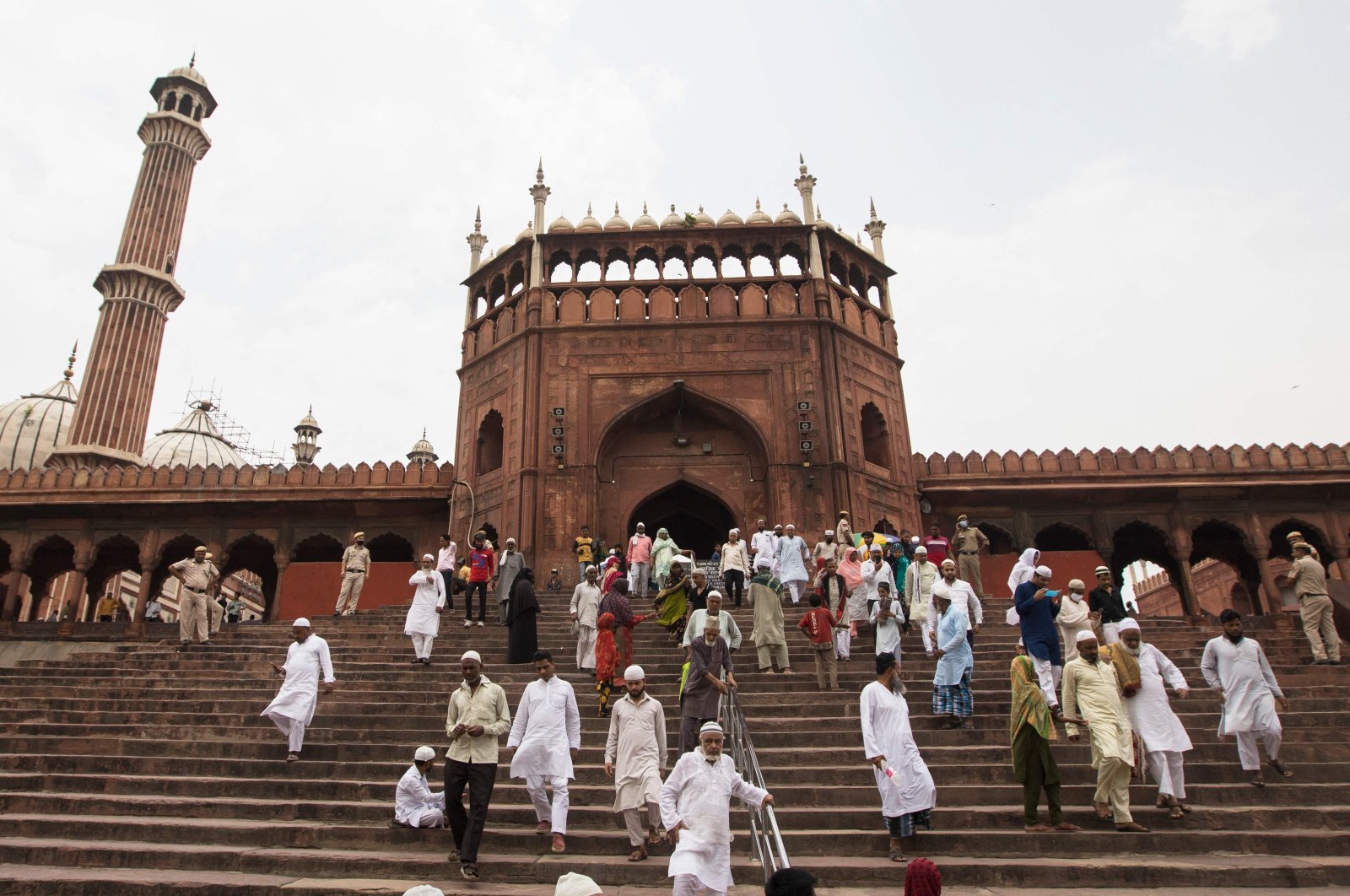 Muslims leave after offering Friday noon prayer at the Jama Masjid in New Delhi, India, June 17, 2022. (AFP Photo)