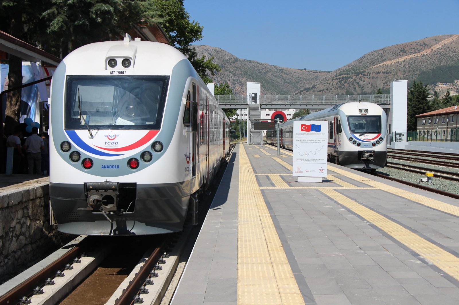 Trains wait at a station in Amasya, northern Turkey, June 21, 2022. (IHA PHOTO)