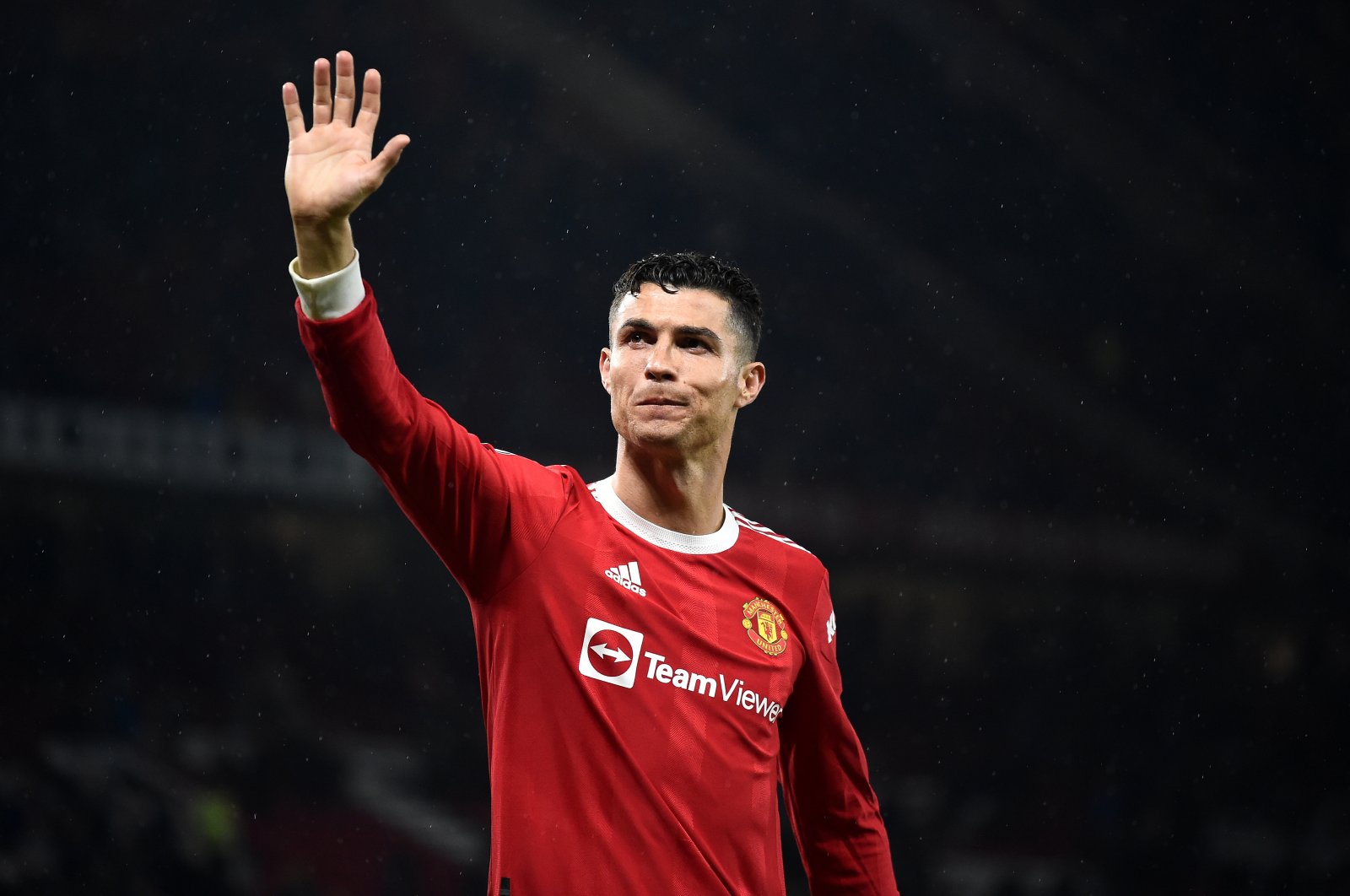 Man Utd&#039;s Cristiano Ronaldo waves at fans after a Premier League match against Brentford, Manchester, England, May 2, 2022. (EPA Photo)