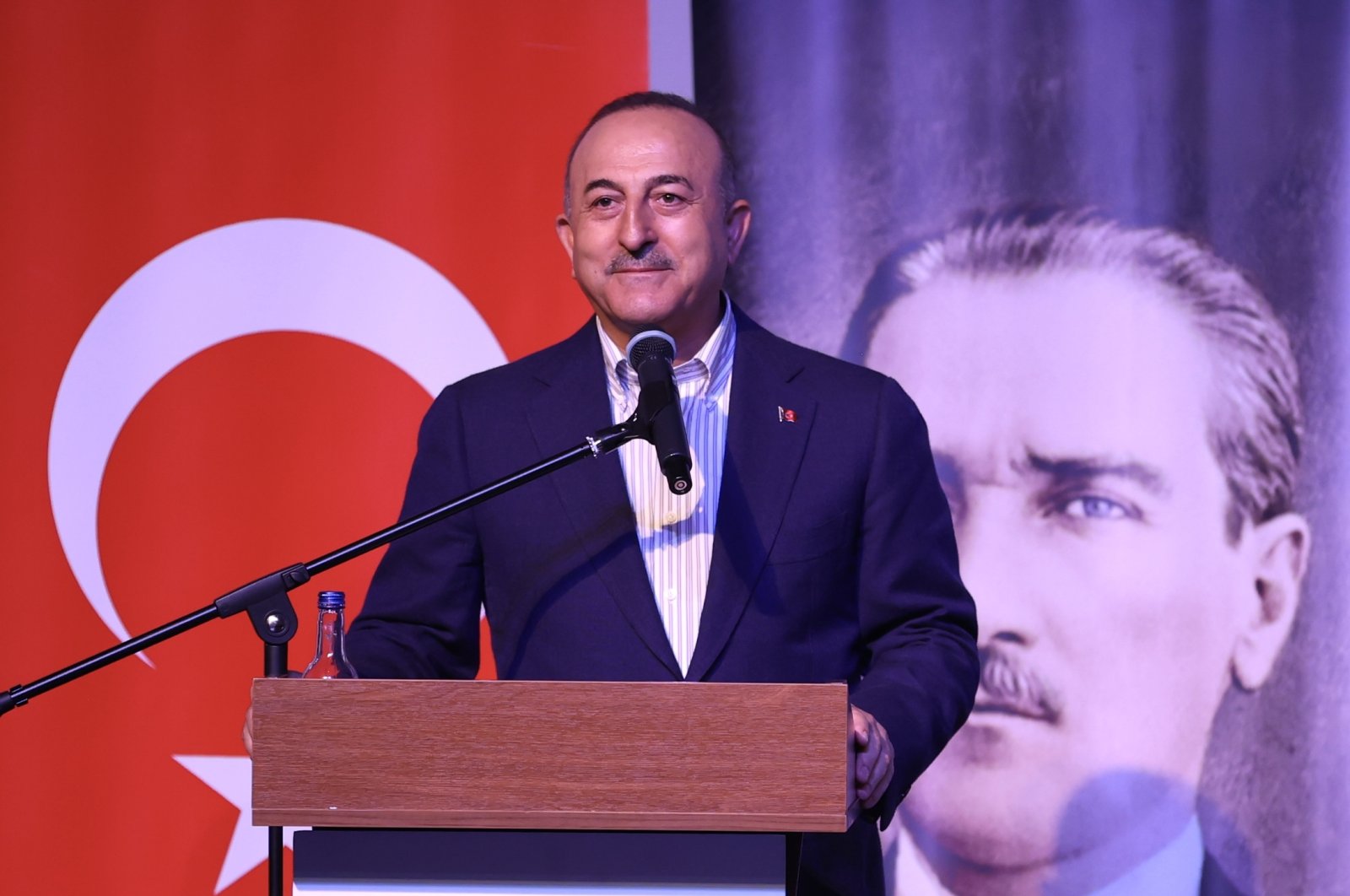 Foreign Minister Mevlüt Çavuşoğlu speaks at a party program in Malatya province, Turkey, June 24, 2022 (AA Photo) 