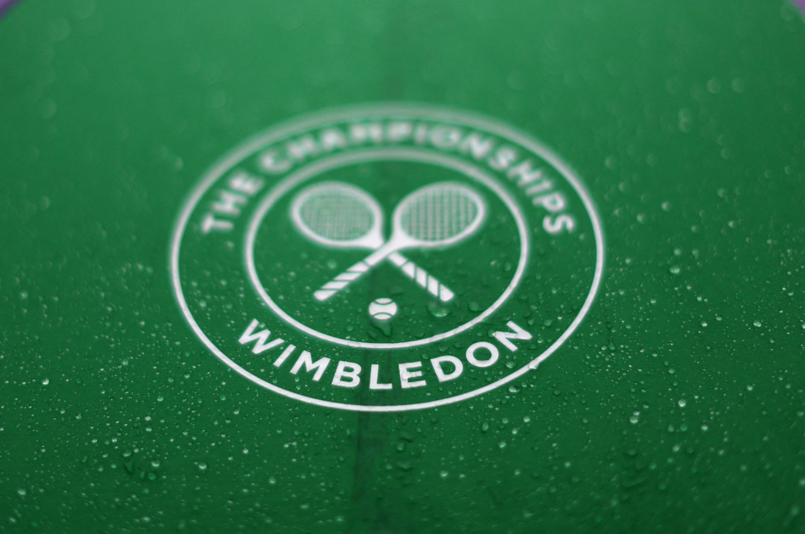 A Wimbledon umbrella is seen before a match Birmingham Classic match, Birmingham, England, June 18, 2022. (Reuters Photo)