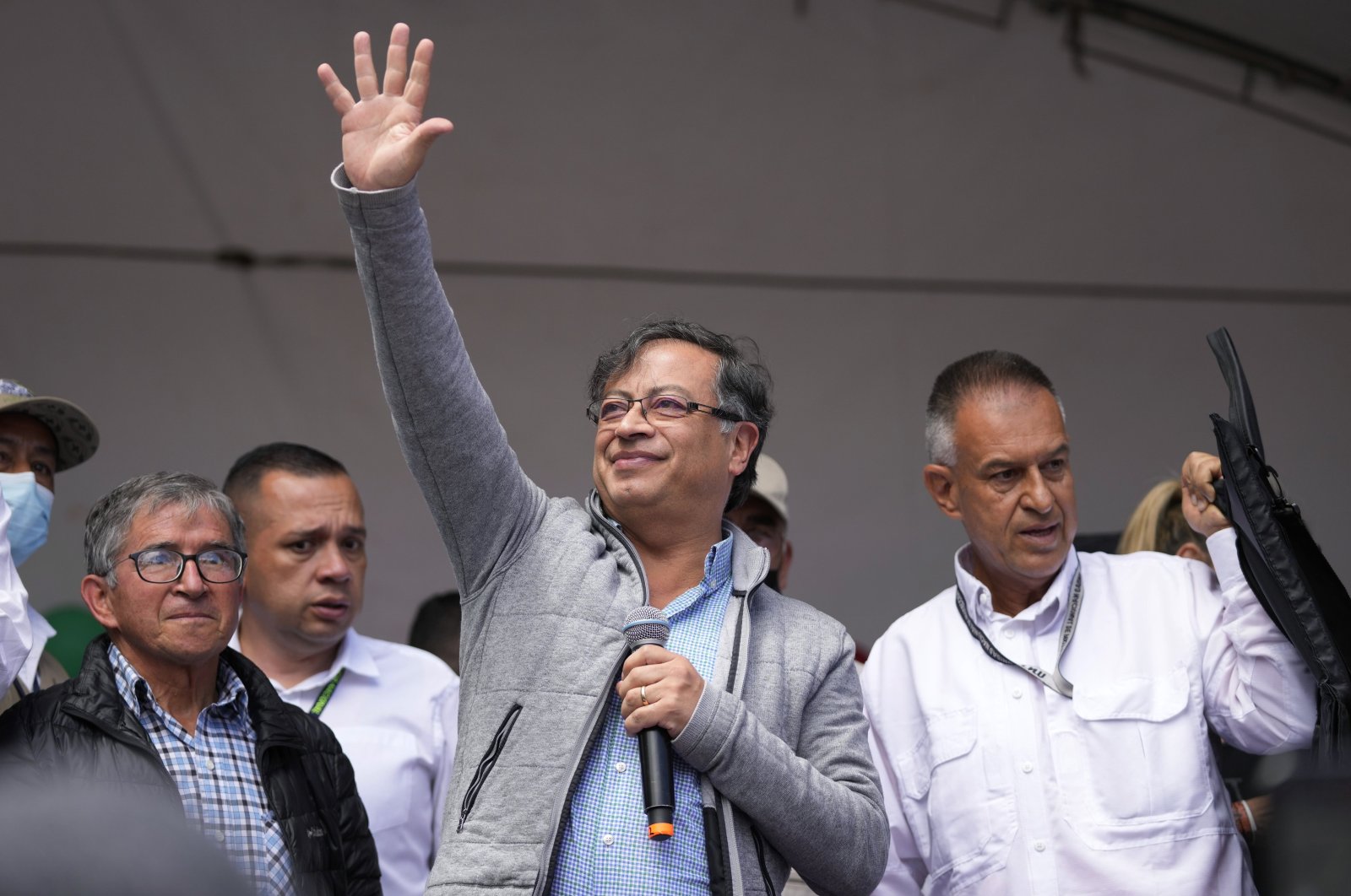 Then-Historical Pact coalition presidential candidate Gustavo Petro waves at supporters during a closing campaign rally in Zipaquira, Colombia, May 22, 2022. (AP File Photo)