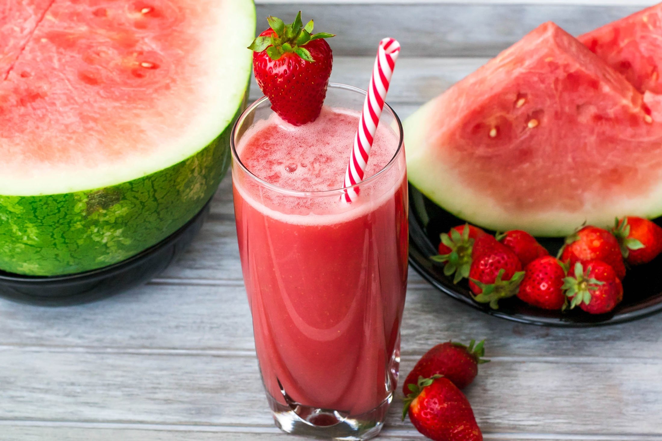Watermelons are not just good for eating but also making beverages, especially with strawberry. (Shutterstock Photo)