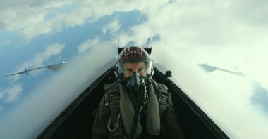 Tom Cruise in a scene from the film &quot;Top Gun: Maverick.&quot; (Courtesy of Paramount Pictures)