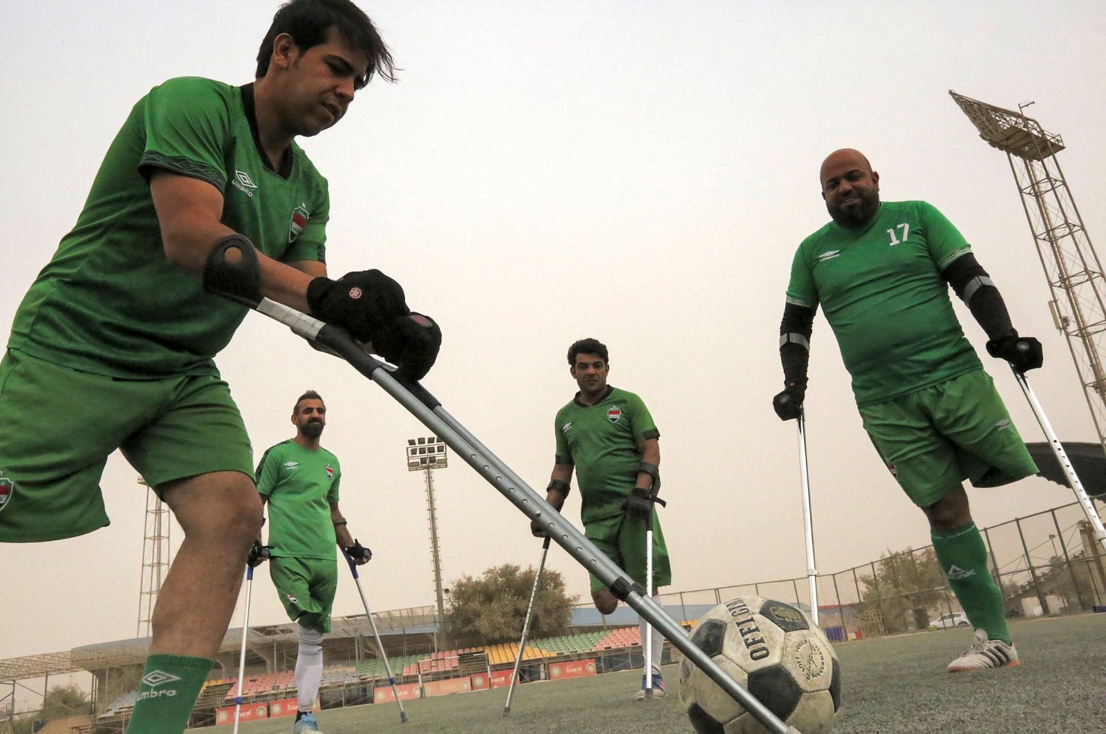 Members of the Iraqi national football team for amputees take part in a training session, Baghdad, Iraq, May 10, 2022. (AFP Photo)