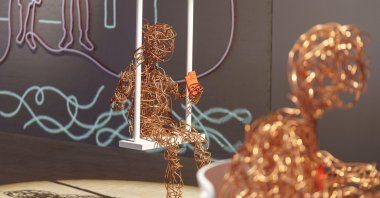 Installations inside Flugt, the Danish word for escape, a new museum for refugee stories, in Oksboel, Denmark, June 24, 2022. (AP Photo)