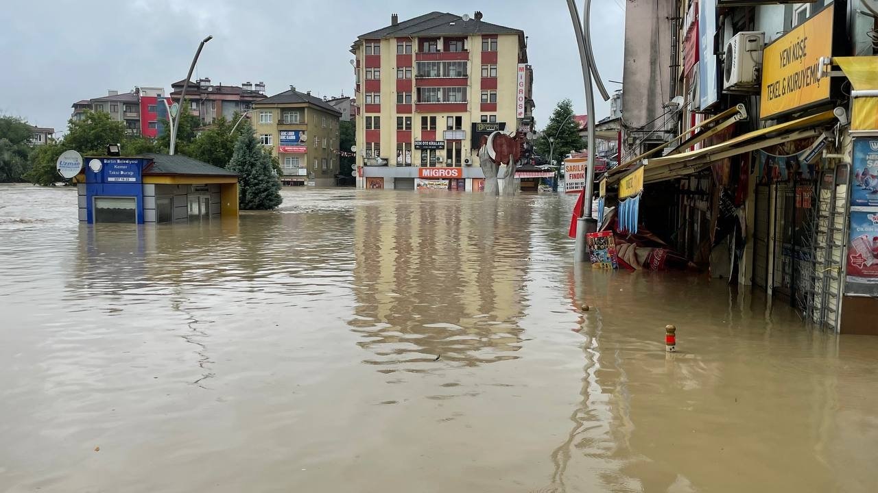 A view of a flooded street in Bartın, northern Turkey, June 28, 2022. (AA Photo)