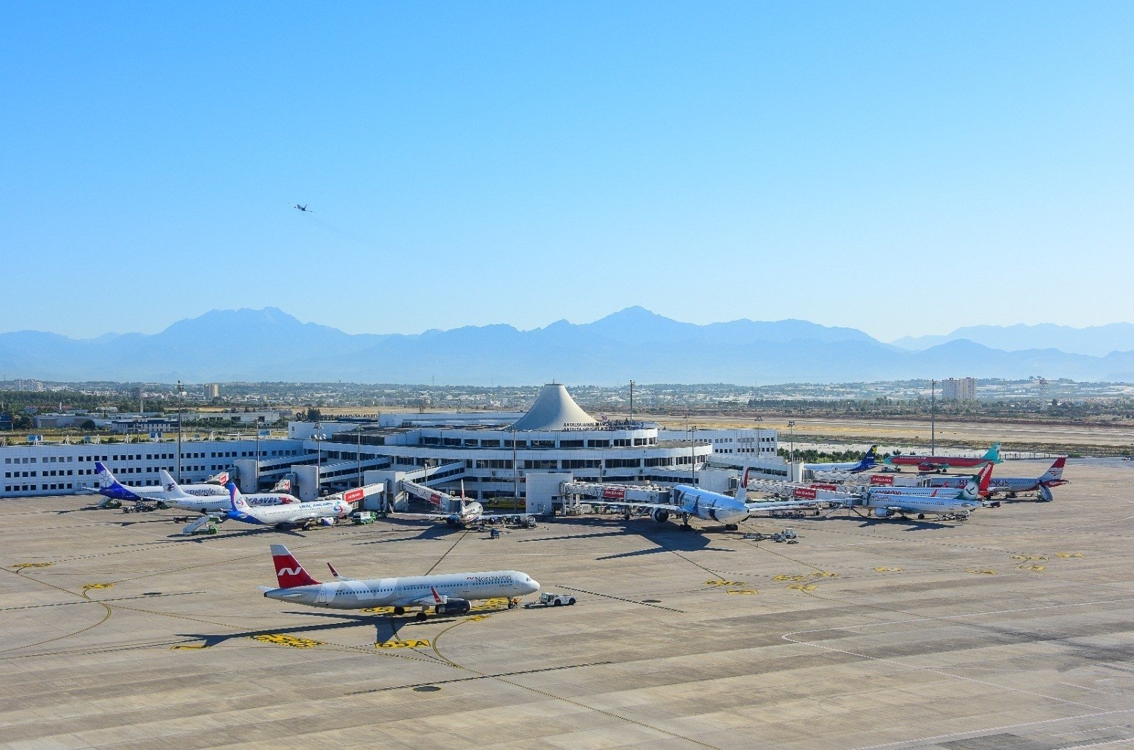 Planes are seen at Antalya Airport, southern Turkey, Dec. 3, 2021. (IHA Photo)