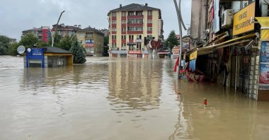 A view of a flooded street in Bartın, northern Turkey, June 28, 2022. (AA Photo)