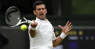 Novak Djokovic in action against Kwon Soon-woo at the Wimbledon Championships, London, England, June 27, 2022. (AFP Photo)