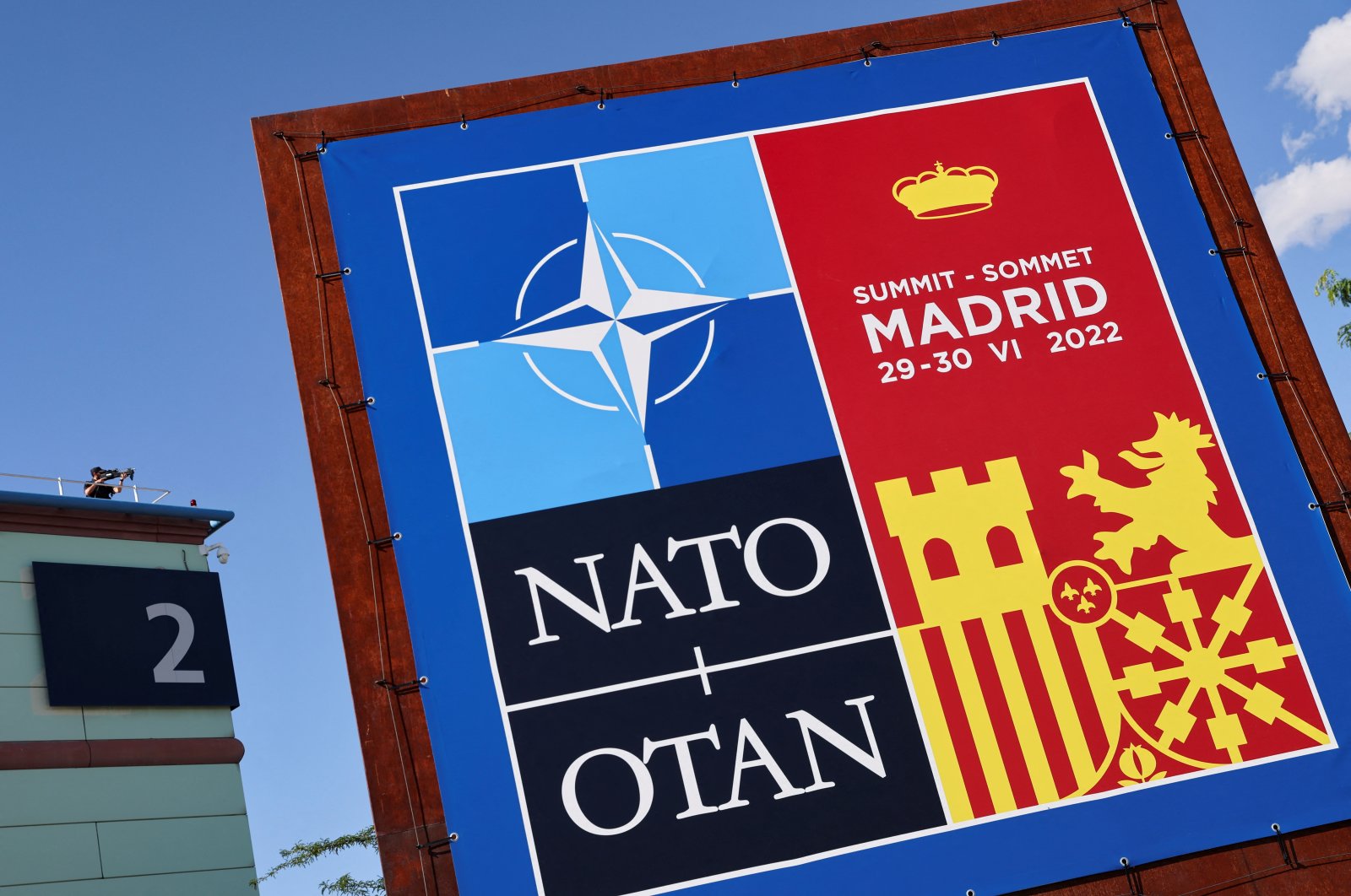 A sign for the NATO summit is seen in Madrid, Spain, June 27, 2022. (Reuters Photo)