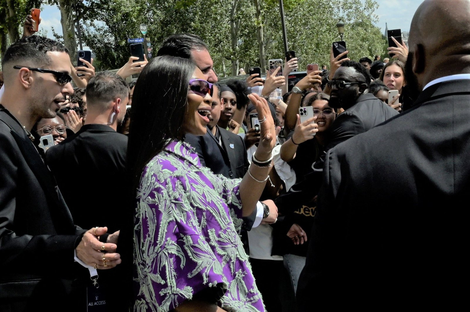British model Naomi Campbell arrives to attend the Louis Vuitton Menswear Spring/Summer 2023 show, as part of Paris Fashion Week, Paris, France, June 23, 2022. (AFP Photo)