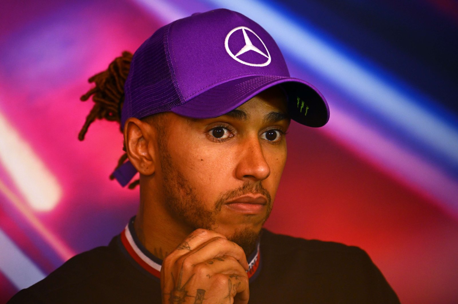 Lewis Hamilton at a press conference after the F1 Canada GP, Montreal, Quebec, June 19, 2022. (AFP Photo)
