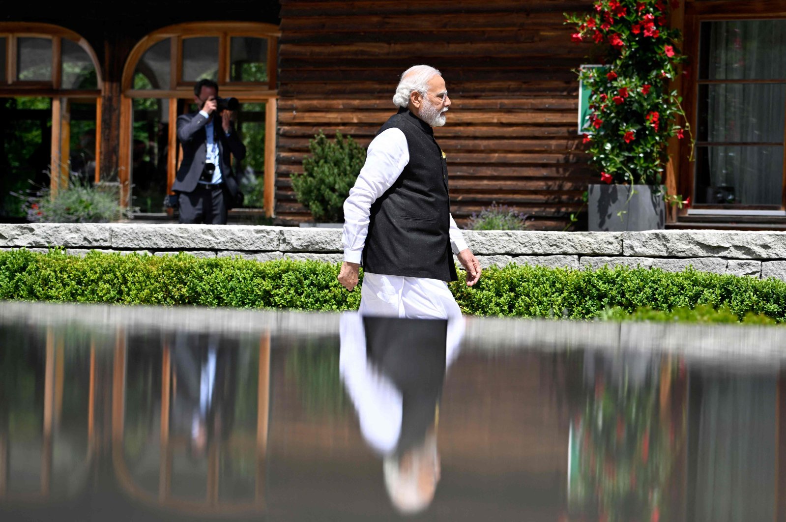 India&#039;s Prime Minister Narendra Modi arrives to attend the outreach program at Elmau Castle, southern Germany, June 27, 2022. (AFP Photo)