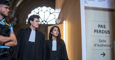 Salah Abdeslam's French lawyers Olivia Ronen (R) and Martin Vettes (L) arrive to enter the audience room on the day of the verdict's announcement of the trial for the 2015 Paris terrorist attacks, Paris, France, June 29, 2022. (EPA Photo)