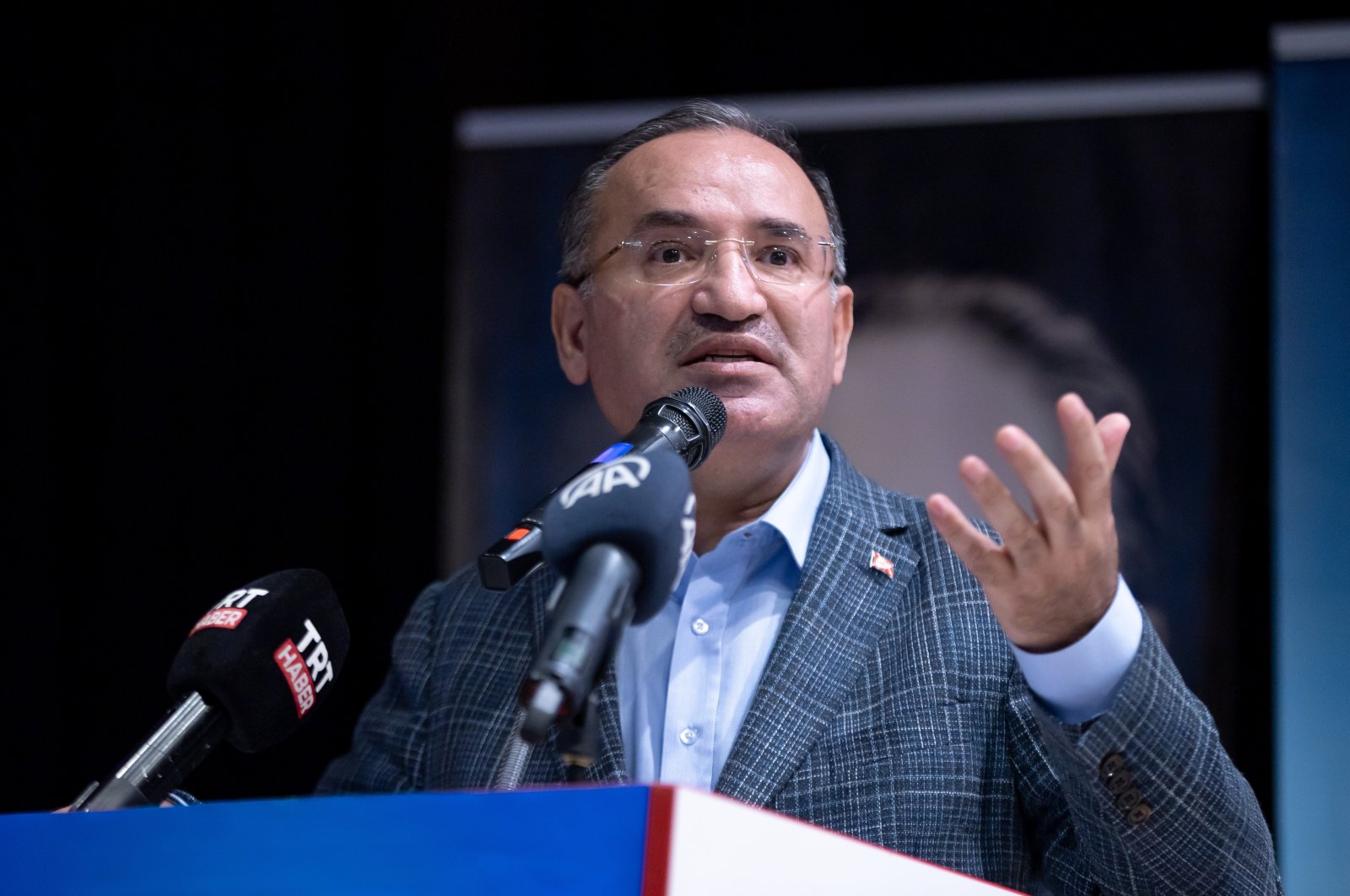 Justice Minister Bekir Bozdağ speaking at a party meeting in Ağrı province, Turkey, June 25, 2022 (AA Photo)