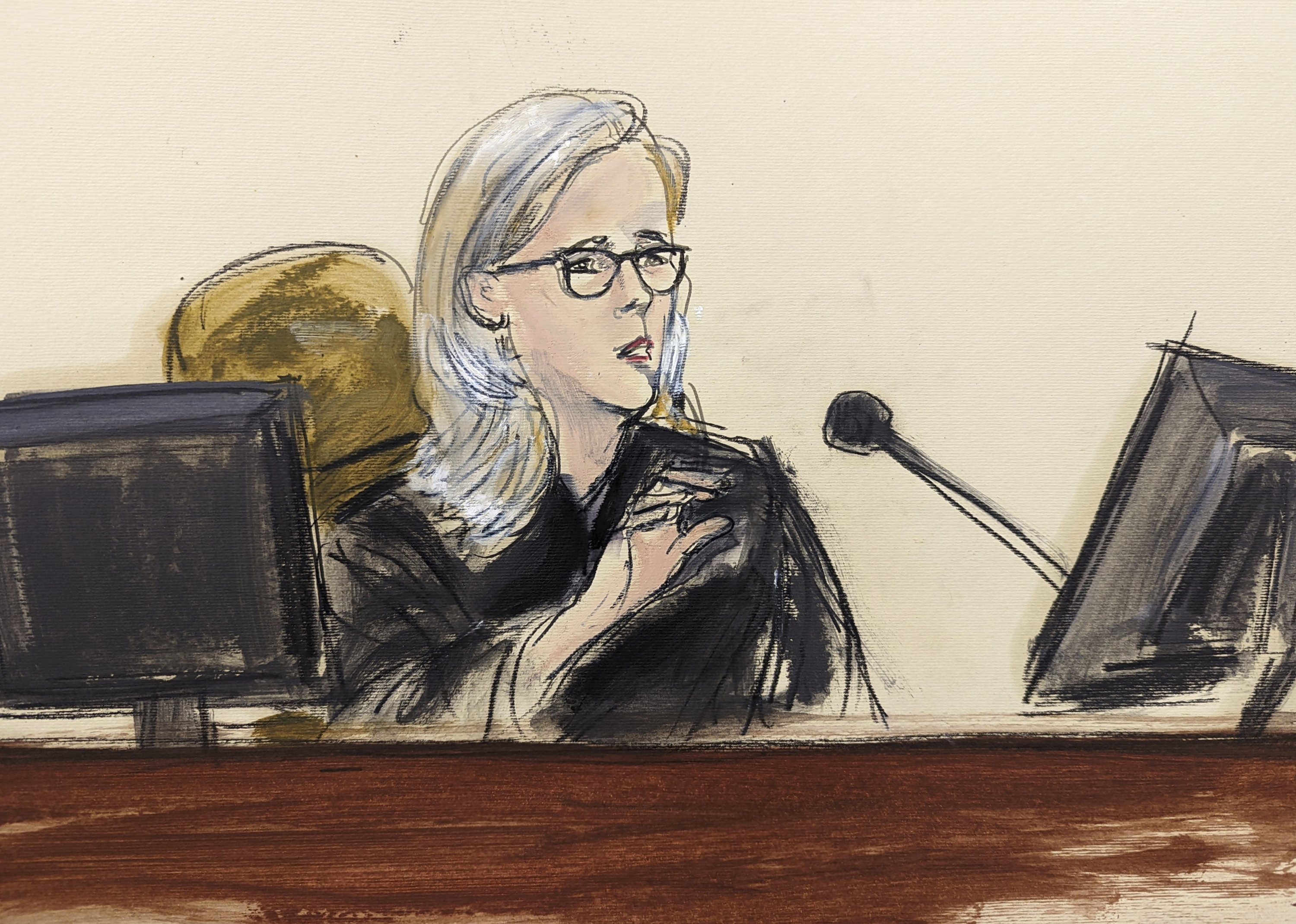 Dalam sketsa ruang sidang ini, Hakim Pengadilan Distrik Amerika Serikat Ann Donnelly berbicara selama vonis R. Kelly, di pengadilan federal, di New York, AS, 29 Juni 2022. (AP Photo)