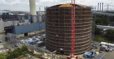 A vast thermal tank to store hot water is pictured in Berlin, Germany, June 30, 2022. Power provider Vattenfall unveiled a new facility in Berlin on Thursday that turns solar and wind energy into heat, which can be stored in a vast thermal tank and released into the German capital's grid as needed, smoothing out the fluctuating supply problem of renewables. (AP Photo)