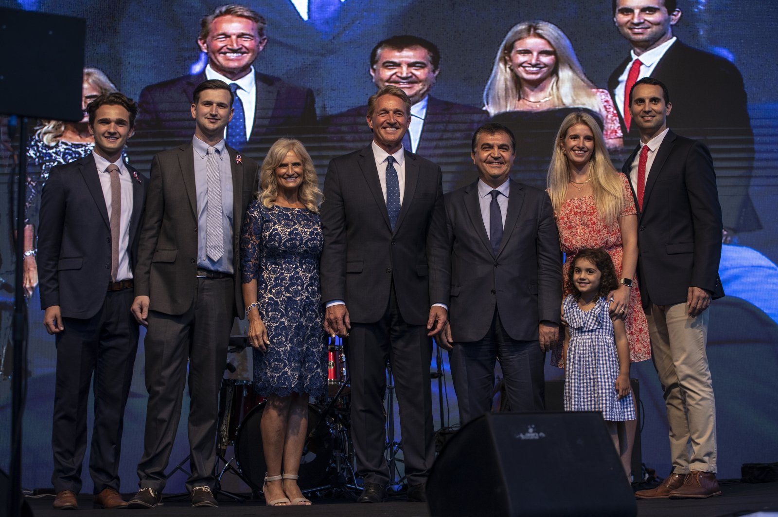 U.S. Ambassador to Turkey Jeff Flake together with his family and Deputy Foreign Minister Faruk Kaymakcı at a reception in Ankara, Turkey, June 29, 2022 (AA Photo)