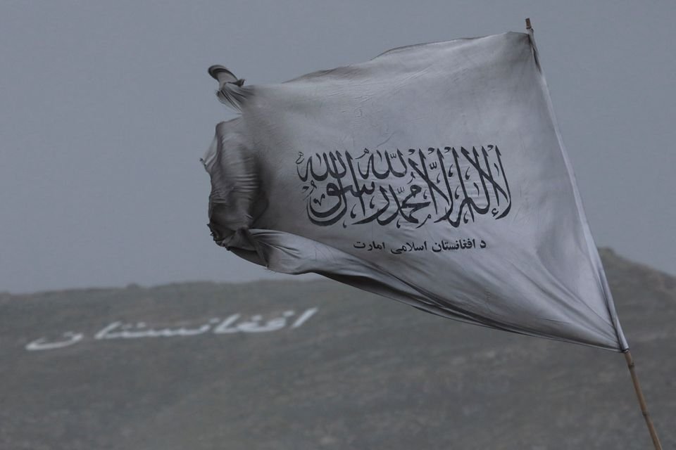 The Taliban flag is seen in a marketplace in Kabul, Afghanistan, May 10, 2022. (Reuters Photo)