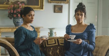 This image released by Bleecker Street shows Freida Pinto (L) and Zawe Ashton in a scene from "Mr. Malcolm's List." (AP)