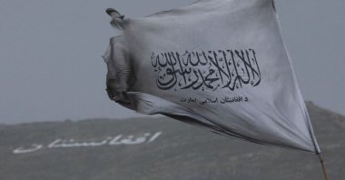 The Taliban flag is seen in a marketplace in Kabul, Afghanistan, May 10, 2022. (Reuters Photo)