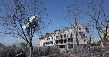A general view of a destroyed building after being hit by a missile strike in the Ukrainian town of Serhiivka, near Odessa, Ukraine, July 1, 2022. (AFP Photo)