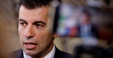Bulgarian Prime Minister Kiril Petkov speaks to the members of the media as he arrives for a meeting of Western Balkans countries leaders with EU leaders in Brussels, Belgium, June 23, 2022. (Reuters Photo)