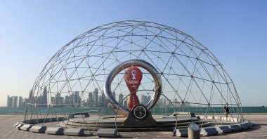 General view of the 2022 World Cup countdown clock, in Doha, Qatar, June 16, 2022. (Reuters Photo)